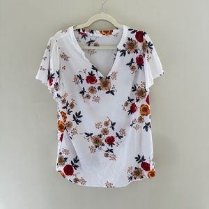 Guinevere V-neck Short Sleeve Floral Top